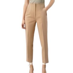 Zara Khaki Tan High Waist Cropped Work Trousers Pants - S